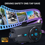 Q27 Motorcycle Helmet Wireless Walkie-Talkie Bluetooth Earphone with Dash Cam, Hard Mic, Soft Mic, Hard + Soft Mic