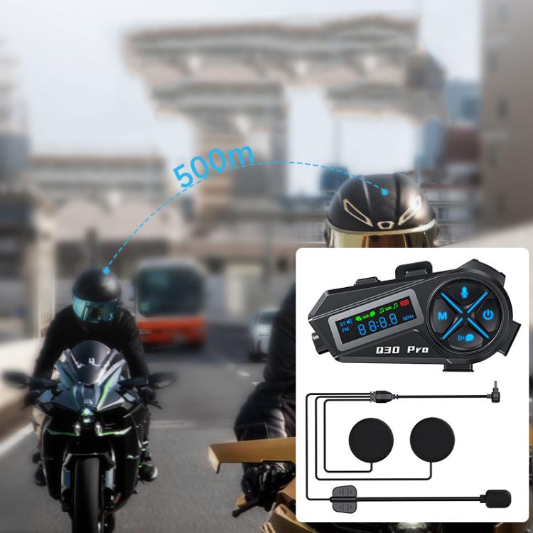 Q30 Pro LED Digital Display Motorcycle Helmet Wireless Walkie-Talkie Bluetooth Earphone, Hard Mic, Soft Mic, Hard + Soft Mic