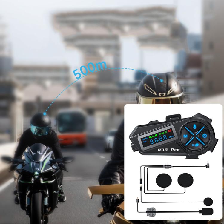 Q30 Pro LED Digital Display Motorcycle Helmet Wireless Walkie-Talkie Bluetooth Earphone, Hard Mic, Soft Mic, Hard + Soft Mic