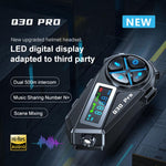 Q30 Pro LED Digital Display Motorcycle Helmet Wireless Walkie-Talkie Bluetooth Earphone, Hard Mic, Soft Mic, Hard + Soft Mic
