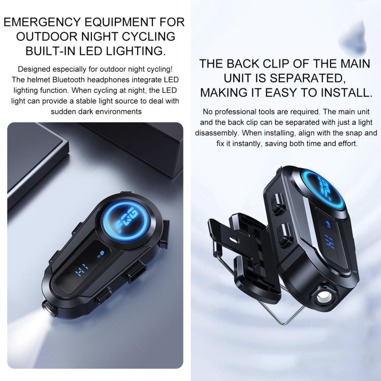 Y8 Intercom Helmet BT Headset For 2-person, 2-in-1 Mic, Soft Mic, Hard Mic