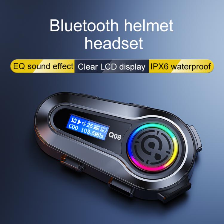 Q08 Motorcycle Helmet Wireless Walkie-Talkie Bluetooth Earphone Support FM, Hard Mic, Soft Mic, Hard + Soft Mic