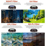 JSR RD Series Lens Filter For SJCAM SJC300 / 400 / 400 Pro, ND8PL, ND16PL, ND32PL, ND64PL, UV, CPL, Star, NIGHT
