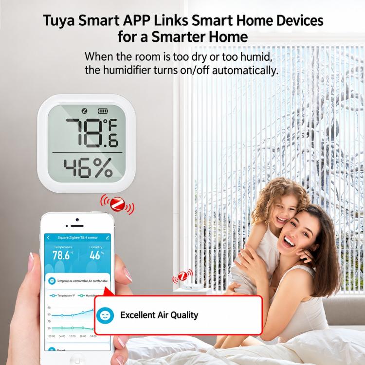 ZSS-KB-TH-LF-C Tuya Smart LCD Digital Display Temperature and Humidity Sensor Compatible with Zigbee