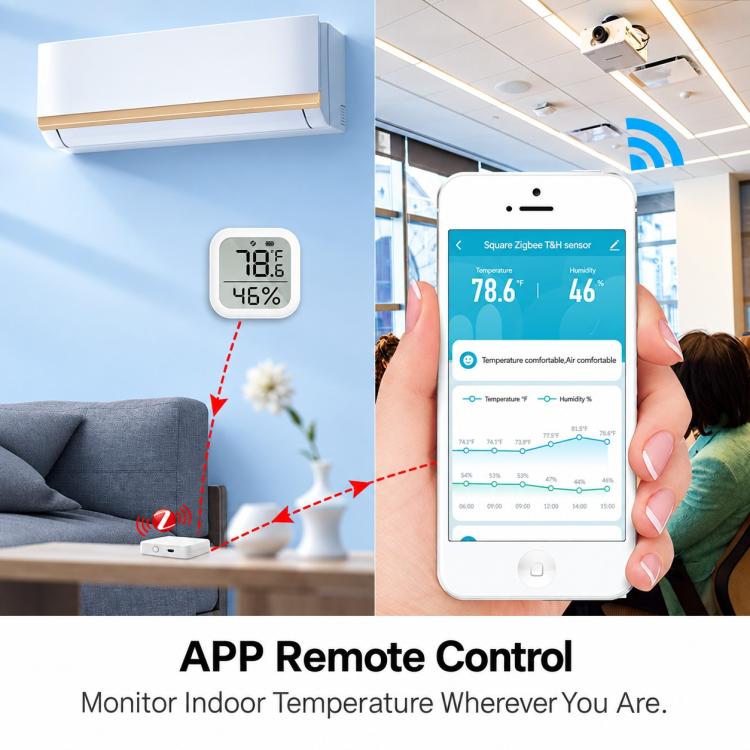 ZSS-KB-TH-LF-C Tuya Smart LCD Digital Display Temperature and Humidity Sensor Compatible with Zigbee