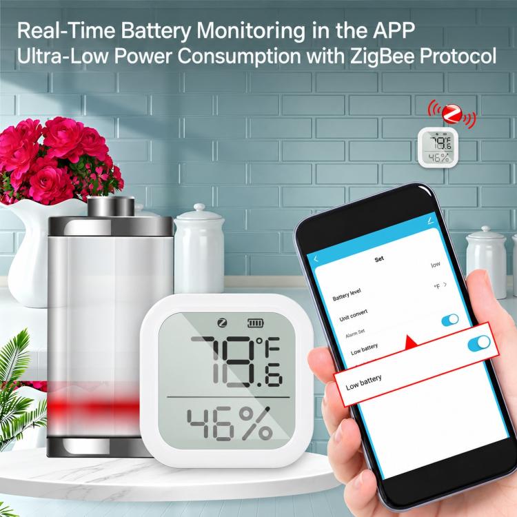 ZSS-KB-TH-LF-C Tuya Smart LCD Digital Display Temperature and Humidity Sensor Compatible with Zigbee