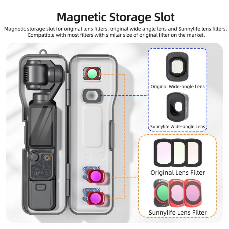 Sunnylife Shock-proof Storage Box Protective Cover with Filter Box, For DJI Osmo Pocket 4 / 3