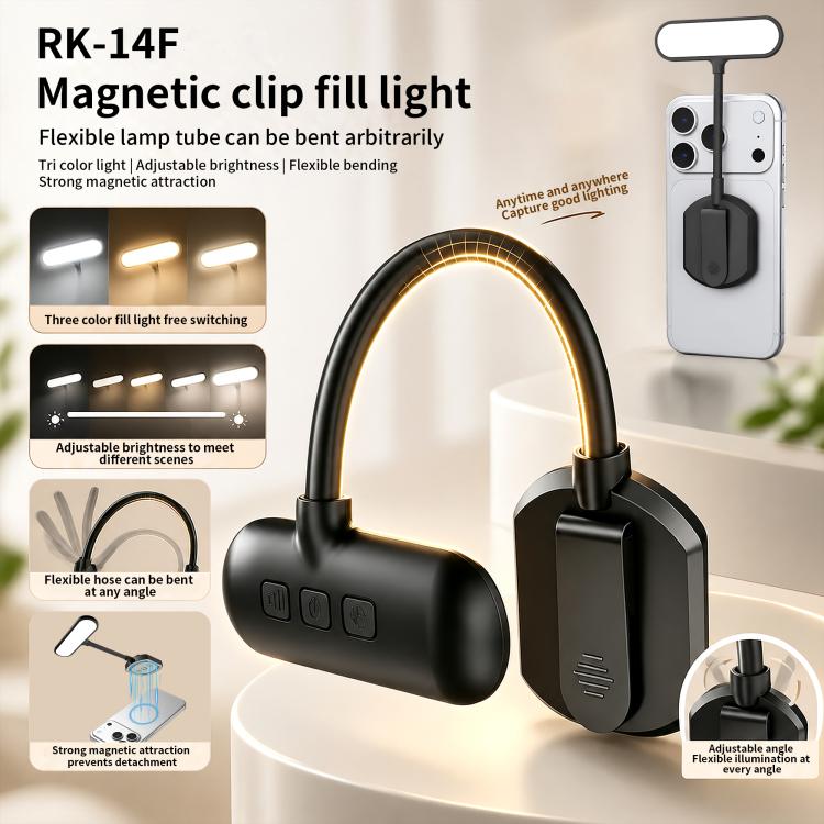 RK-14F Magnetic Clip Flexible Tube Phone Fill Light