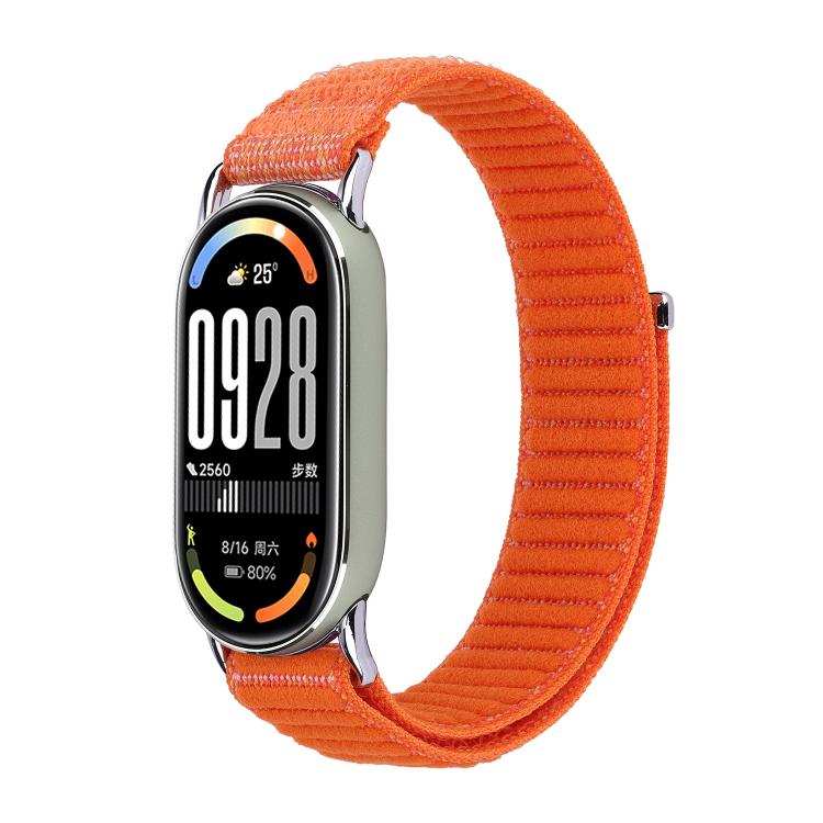 Metal Connector Style Wave Texture Nylon Hook and Loop Fastener Watch Band, For Xiaomi Smart Band 11 / 10 / 9 / 8