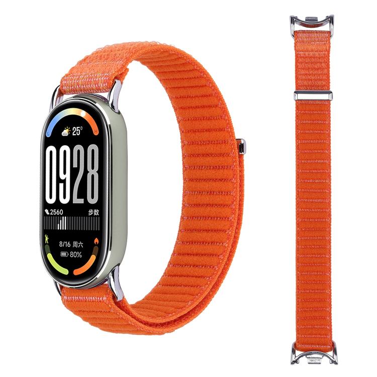 Metal Connector Style Wave Texture Nylon Hook and Loop Fastener Watch Band, For Xiaomi Smart Band 11 / 10 / 9 / 8