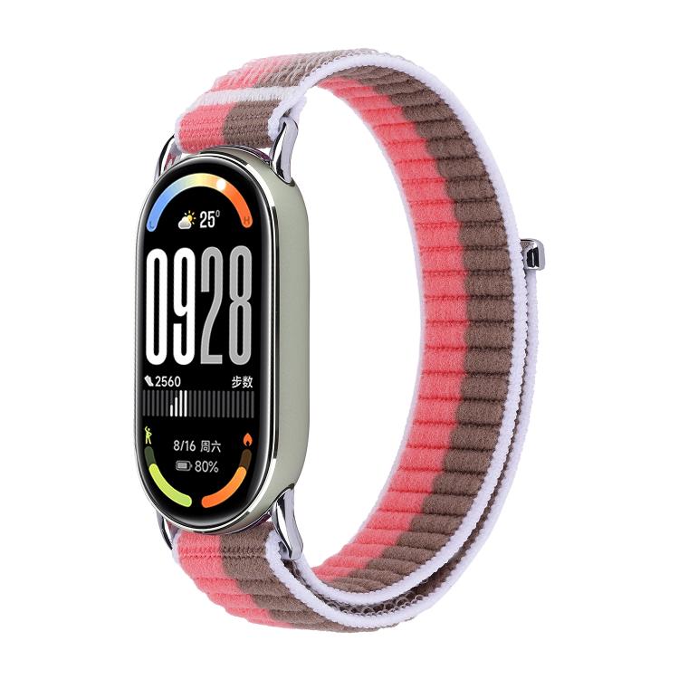Metal Connector Style Wave Texture Nylon Hook and Loop Fastener Watch Band, For Xiaomi Smart Band 11 / 10 / 9 / 8