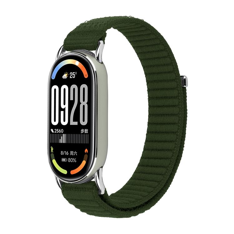 Metal Connector Style Wave Texture Nylon Hook and Loop Fastener Watch Band, For Xiaomi Smart Band 11 / 10 / 9 / 8
