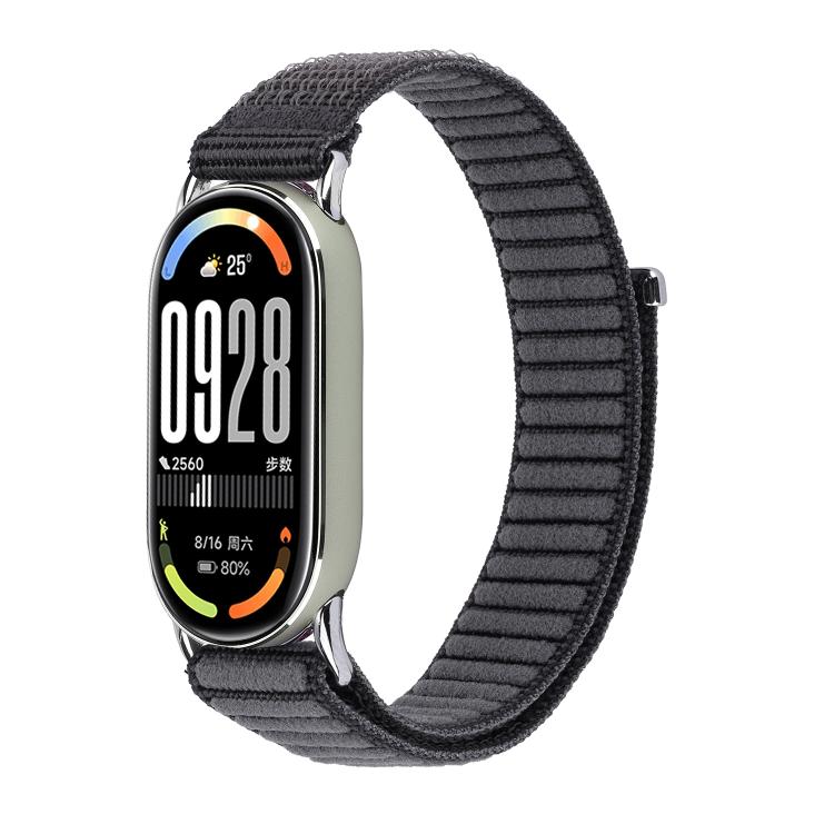 Metal Connector Style Wave Texture Nylon Hook and Loop Fastener Watch Band, For Xiaomi Smart Band 11 / 10 / 9 / 8