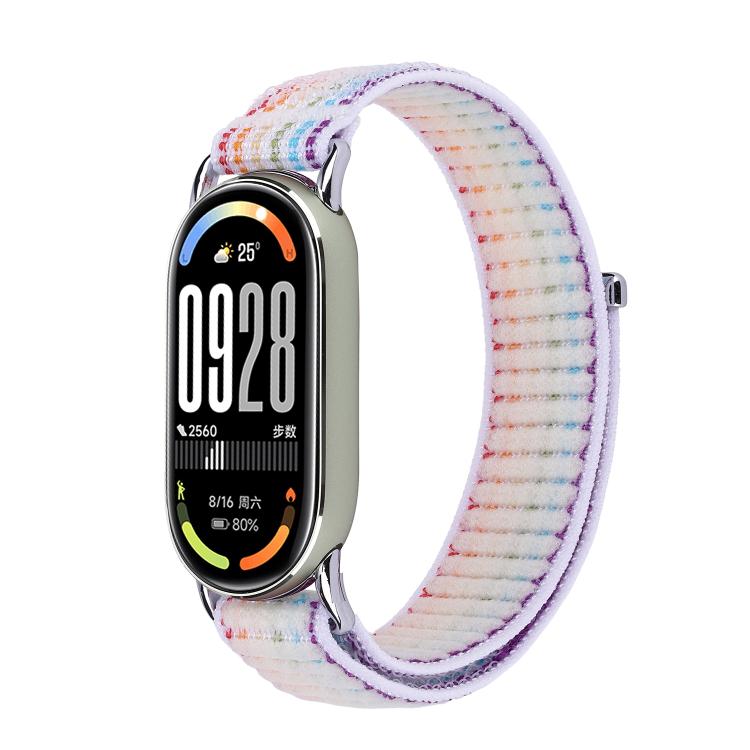 Metal Connector Style Wave Texture Nylon Hook and Loop Fastener Watch Band, For Xiaomi Smart Band 11 / 10 / 9 / 8