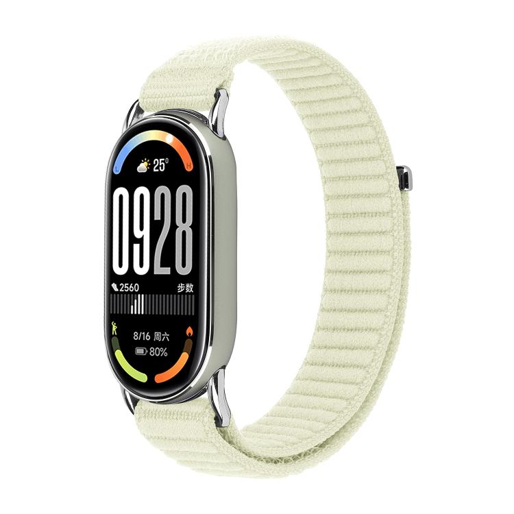 Metal Connector Style Wave Texture Nylon Hook and Loop Fastener Watch Band, For Xiaomi Smart Band 11 / 10 / 9 / 8