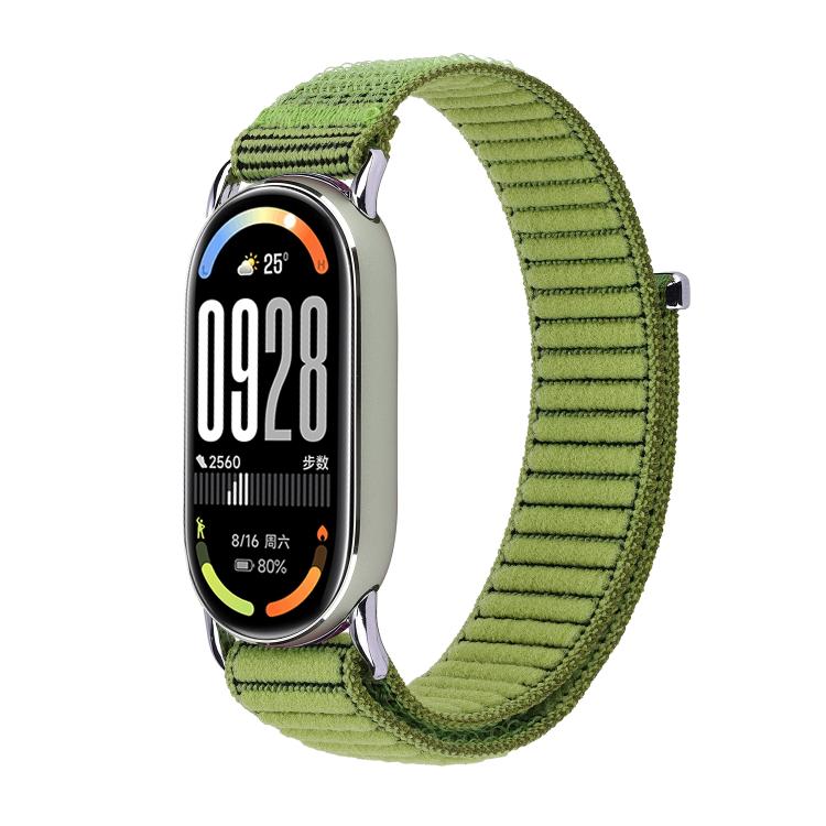 Metal Connector Style Wave Texture Nylon Hook and Loop Fastener Watch Band, For Xiaomi Smart Band 11 / 10 / 9 / 8