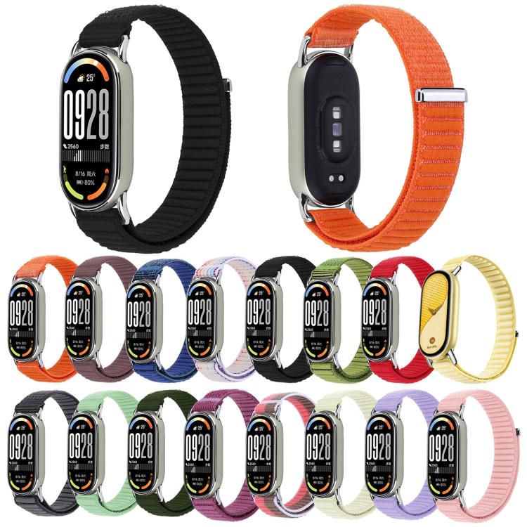 Metal Connector Style Wave Texture Nylon Hook and Loop Fastener Watch Band, For Xiaomi Smart Band 11 / 10 / 9 / 8