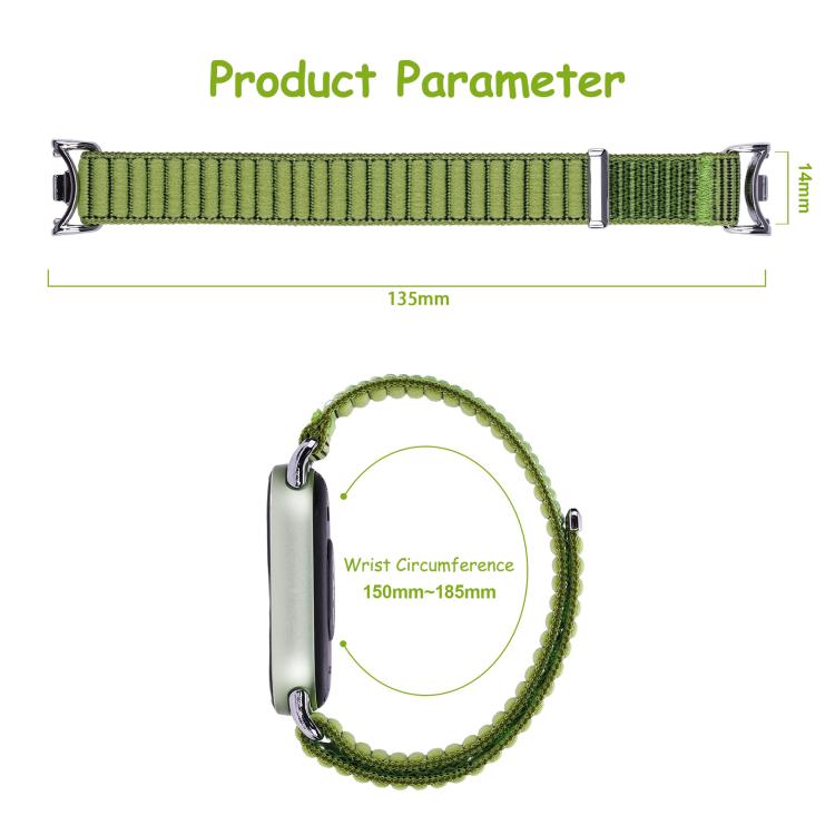 Metal Connector Style Wave Texture Nylon Hook and Loop Fastener Watch Band, For Xiaomi Smart Band 11 / 10 / 9 / 8