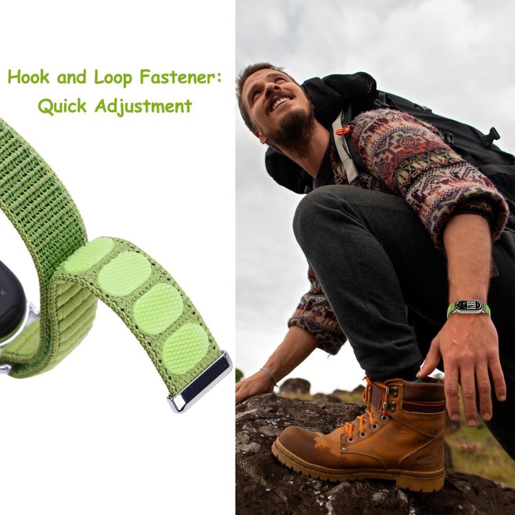 Metal Connector Style Wave Texture Nylon Hook and Loop Fastener Watch Band, For Xiaomi Smart Band 11 / 10 / 9 / 8