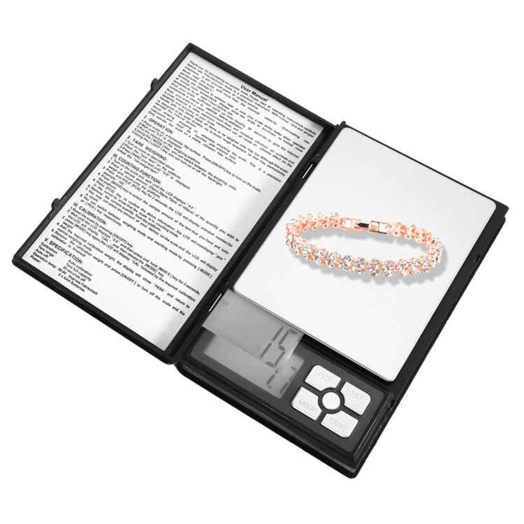 Bilancia elettronica per gioielli in oro con diamanti ad alta precisione a forma di notebook MH-1108 (0,1 g ~ 2000 g), batterie escluse, MH-1108 2000g