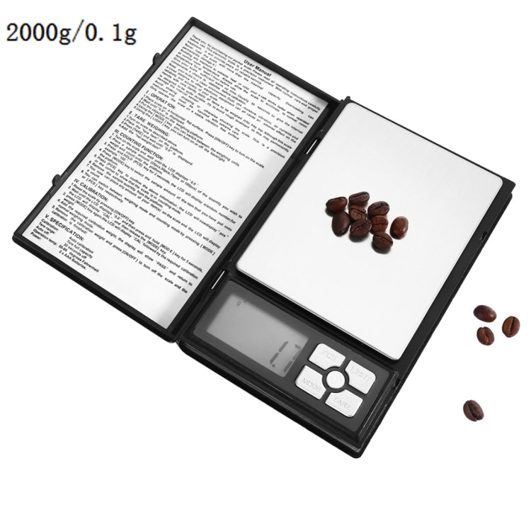 Bilancia elettronica per gioielli in oro con diamanti ad alta precisione a forma di notebook MH-1108 (0,1 g ~ 2000 g), batterie escluse, MH-1108 2000g