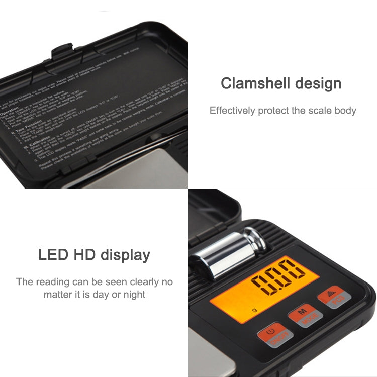 Mini bilancia elettronica per gioielli portatile ad alta precisione da 200 g/0,01 g. Bilancia elettronica per carati di precisione, 200g/0.01g