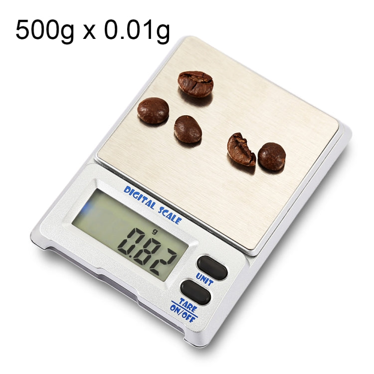 M-18 500 g x 0,01 g Bilancia elettronica digitale per gioielli ad alta precisione con schermo LCD da 1,5 pollici, 500g/0.01g