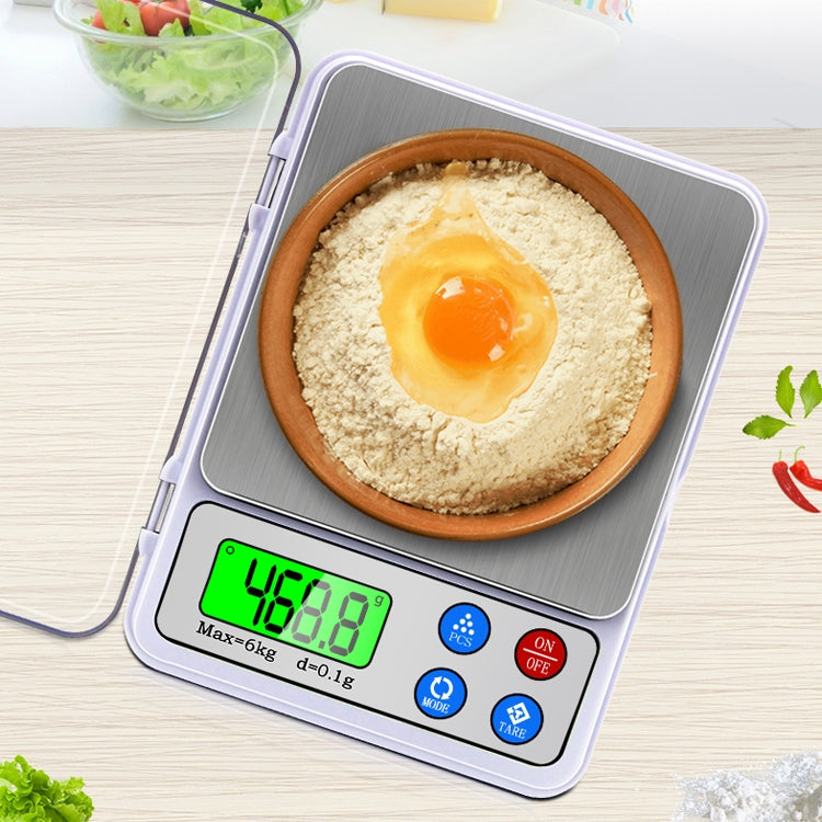 MH-555 Bilancia da cucina portatile elettronica digitale ad alta precisione da 6Kg x 0,1g con schermo LCD da 2,2 pollici, 6000g/0.1g