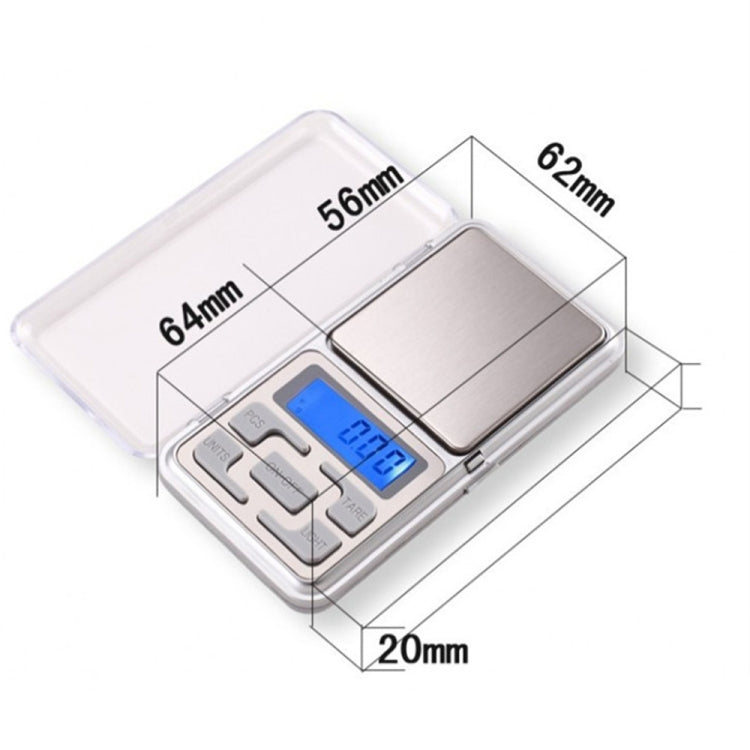 MH-100 500 g x 0,1 g Mini bilancia tascabile elettronica digitale portatile ad alta precisione per telefono cellulare Bilancia con schermo LCD da 1,6 pollici, 500g/0.1g