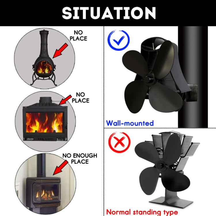 YL-105 4 Blade Aluminum Heat Powered Fireplace Stove Fan, YL-105(Black), YL-105(Bronze), YL-105(Grey), YL-105(Gold), YL-105(Rose Red), YL-105(Silver), YL-105(White)