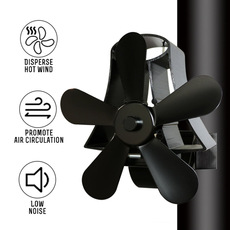 YL-106 Ventilatore per stufa per camino alimentato a calore in alluminio a 5 pale ad alta temperatura, YL-106 (Black), YL-106 (Bronze), YL-106 (Grey), YL-106 (Gold), YL-106 (Rose Red), YL-106 (Silver), YL-106 (White)