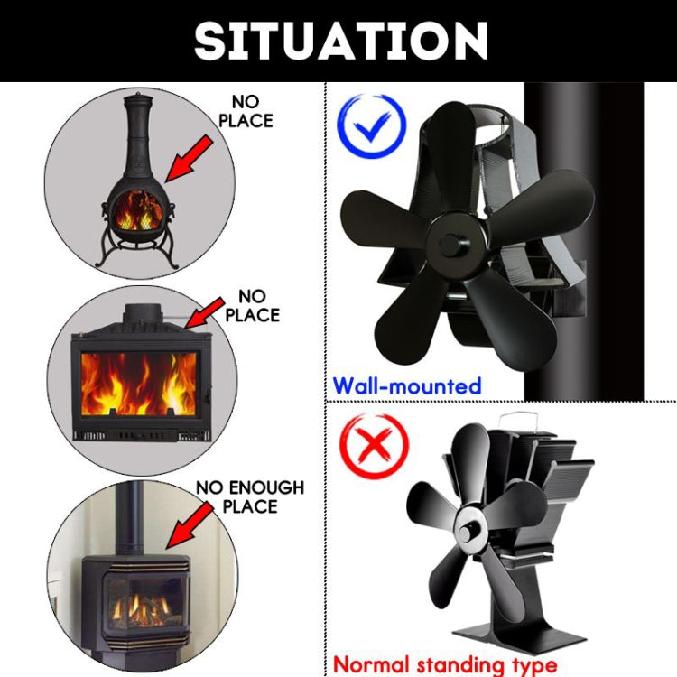 YL-106 High Temperature 5 Blade Aluminum Heat Powered Fireplace Stove Fan, YL-106(Black), YL-106(Bronze), YL-106(Grey), YL-106(Gold), YL-106(Rose Red), YL-106(Silver), YL-106(White)