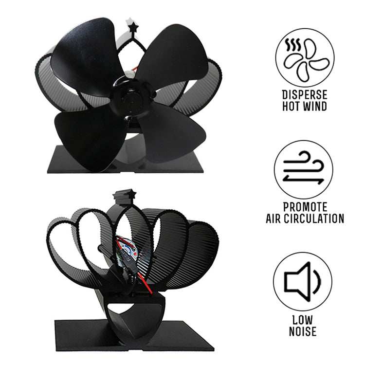 YL201 Ventilatore per stufa per camino alimentato a calore in metallo a 4 pale ad alta temperatura, YL201 (Black), YL201 (Bronze), YL201 (Grey), YL201 (Gold), YL201 (Rose Red), YL201 (Silver)