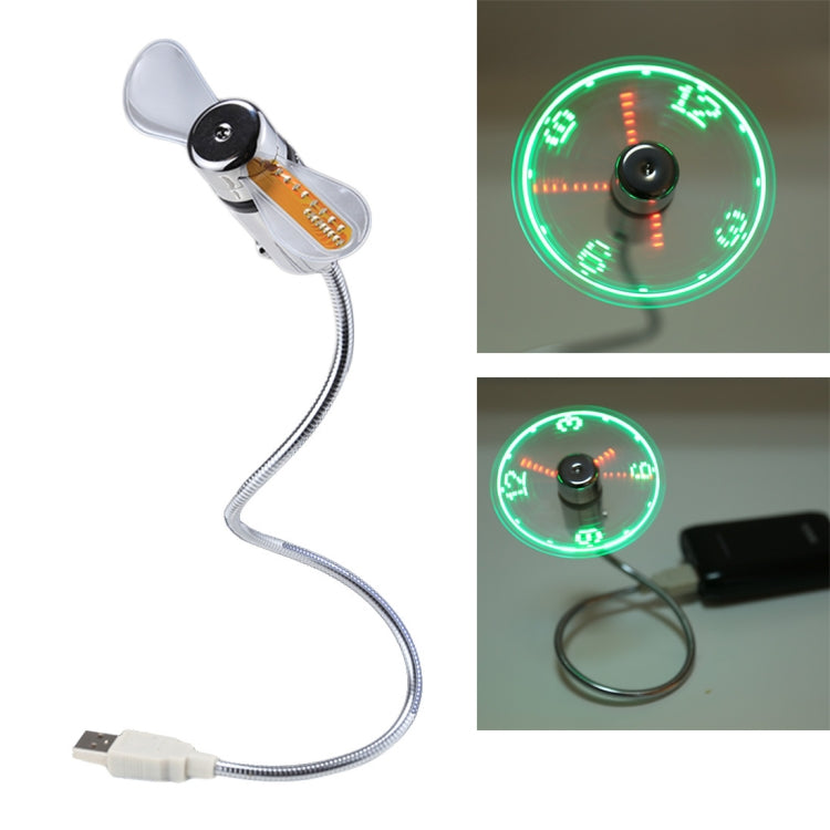 Mini ventola USB flessibile con orologio e luce LED