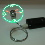 Mini ventola USB flessibile con orologio e luce LED