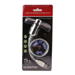 Mini ventola USB flessibile con orologio e luce LED