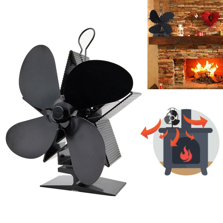 4 Blade Aluminum Heat Powered Fireplace Stove Fan