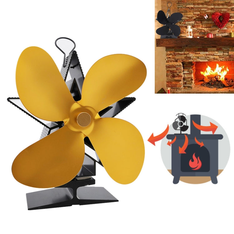 4 Blade Aluminum Heat Powered Fireplace Stove Fan