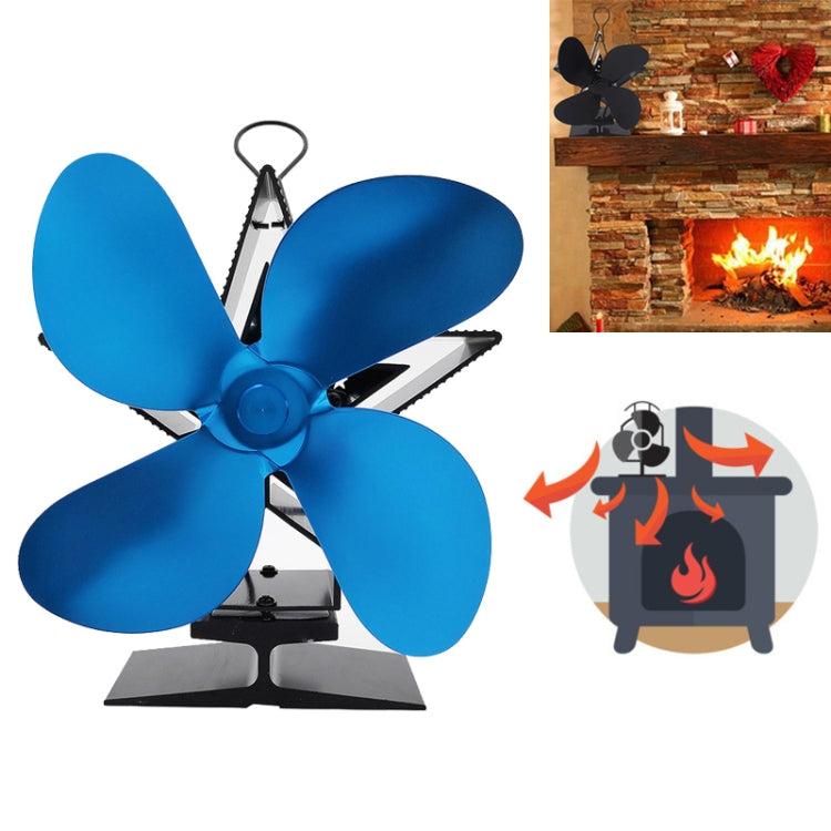 4 Blade Aluminum Heat Powered Fireplace Stove Fan