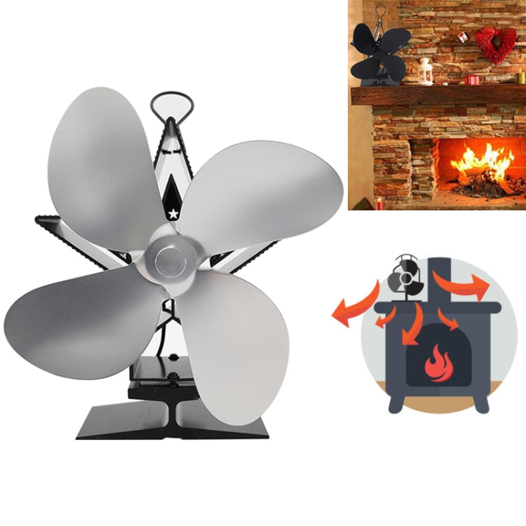 4 Blade Aluminum Heat Powered Fireplace Stove Fan