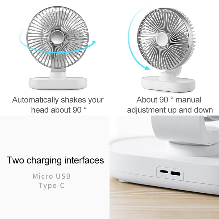 Ventilatore da tavolo portatile 4W ricaricabile USB-C