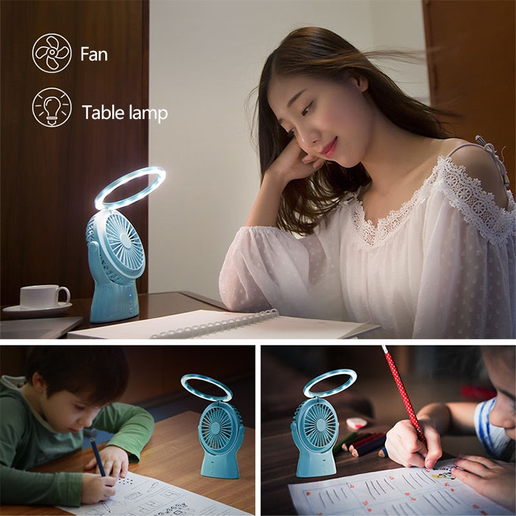 Lampada da tavolo con ventilatore elettrico da tavolo muto con ricarica USB portatile multifunzione S1, con controllo a 3 velocità