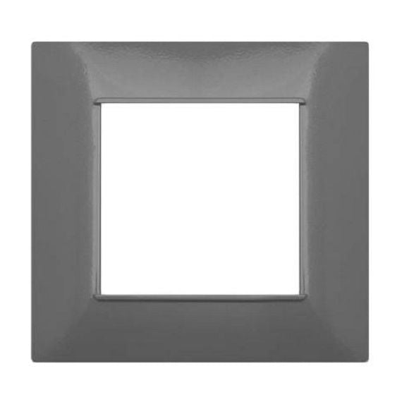 Placca in tecnopolimero 2 posti color grigio scuro compatibile Vimar Plana