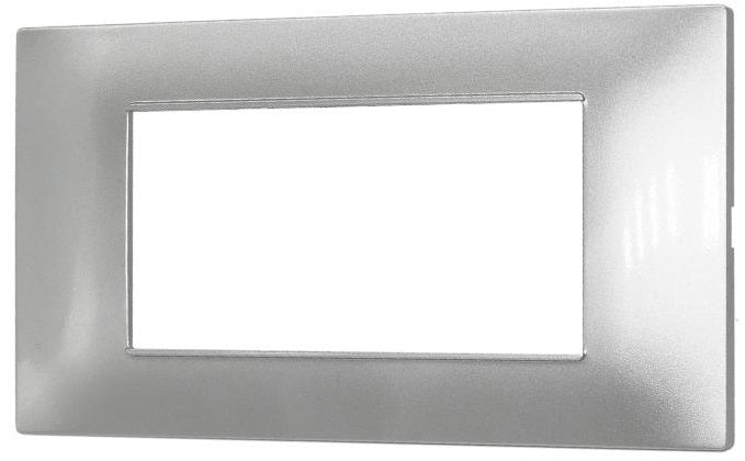Placca in tecnopolimero 4 posti color argento compatibile Vimar Plana 6970597464292 6004-9 EL007