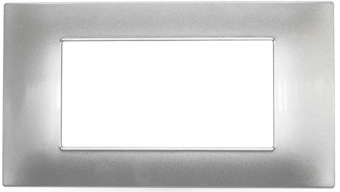 Placca in tecnopolimero 4 posti color argento compatibile Vimar Plana
