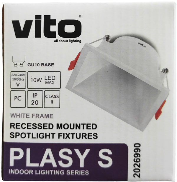 Supporto quadrato per faretto GU10 da incasso 83x83mm bianco 6972538049803 2026990 EL026