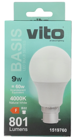 Lampada LED B22 801lm 9W 4000k luce naturale 6977231350010 1519760 EL031