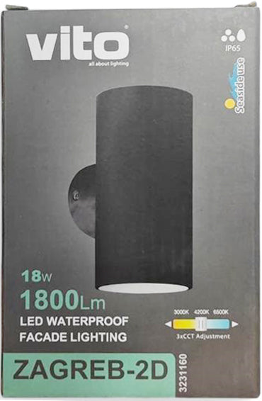 Applique LED da esterno 18W 1800lm IP65 3CCT nero 6977231352946 3231160 EL053