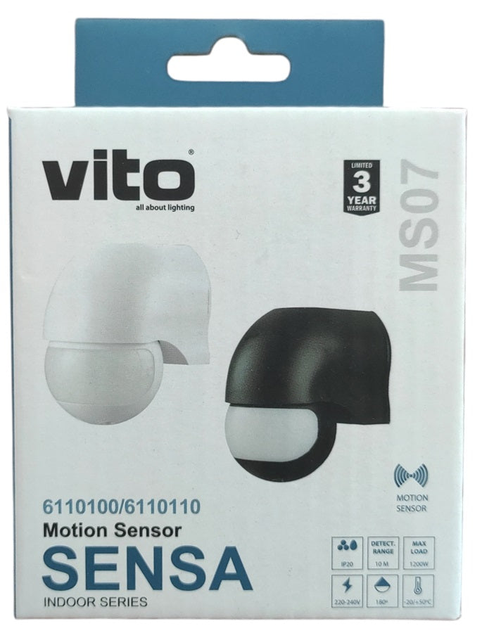 Sensore di movimento PIR nero IP44 1200W 6972538043146 6110110 EL060