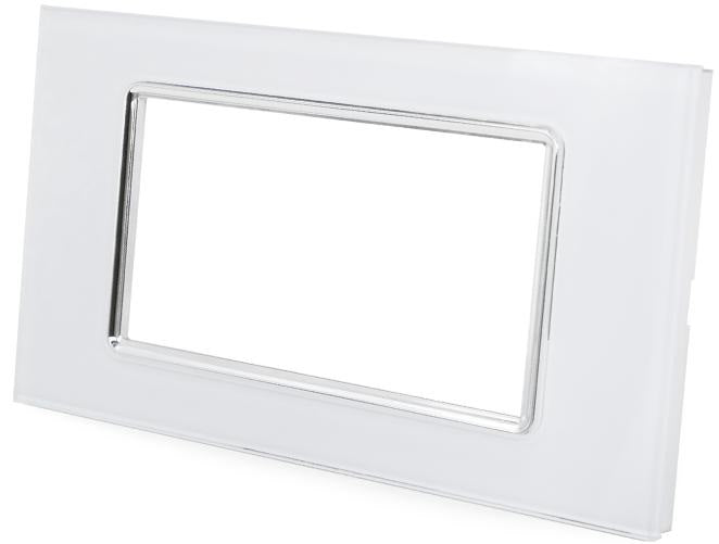 Placca in vetro bianco 4 posti compatibile Living International